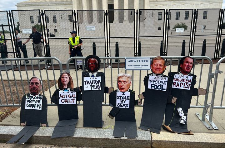 Abortion rights activists protested outside the Supreme Court after a majority of justices overturned Roe v. Wade on Friday.