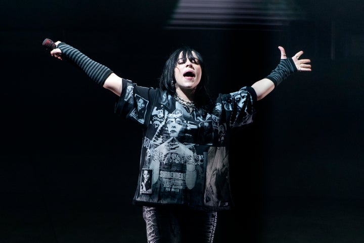 Billie Eilish performs on the Pyramid Stage during day three of Glastonbury Festival at Worthy Farm, Pilton on June 24, 2022 in Glastonbury, England. (Photo by Matthew Baker/Redferns)