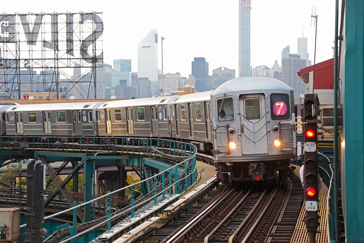 FILE: A train on the New York City MTA's 7 line rolls into Queensboro Plaza station. A teenager is in critical condition after riding the roof of the train on Thursday.