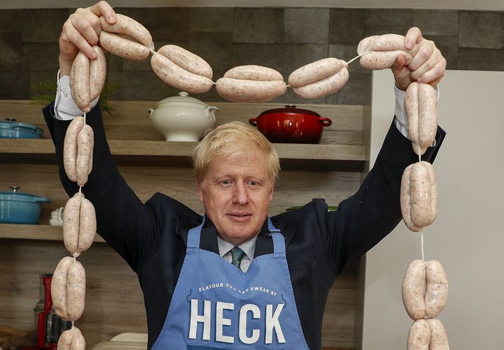 Boris Johnson on a visit to Heck Foods Ltd.