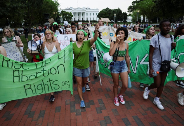 Abortion rights supporters protest near the White House.