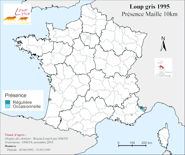 Évolution de la population de Loups en France depuis