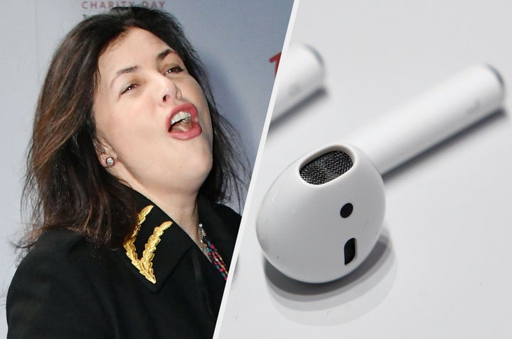 (L-R) Kirstie Allsopp and an Airpod