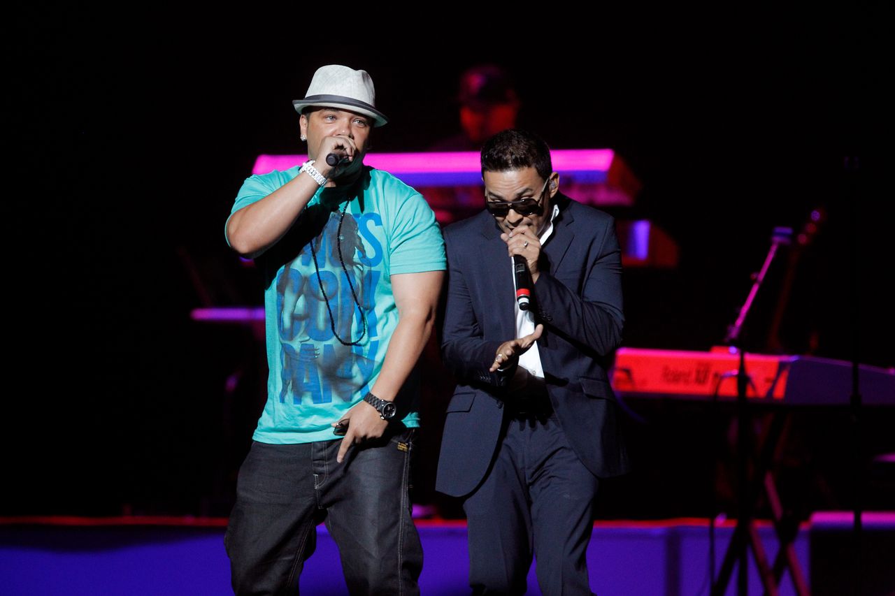Baby Bash (left) and Frankie J perform in concert at the HP Pavilion in 2012.