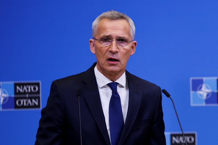 NATO Secretary General Jens Stoltenberg speaks during a news conference ahead of a NATO summit that will take place in Madrid, at the Alliance's headquarters in Brussels, Belgium June 27, 2022. REUTERS/Johanna Geron