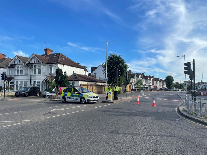 A police cordon at the scene in Cranbrook Road, Ilford.