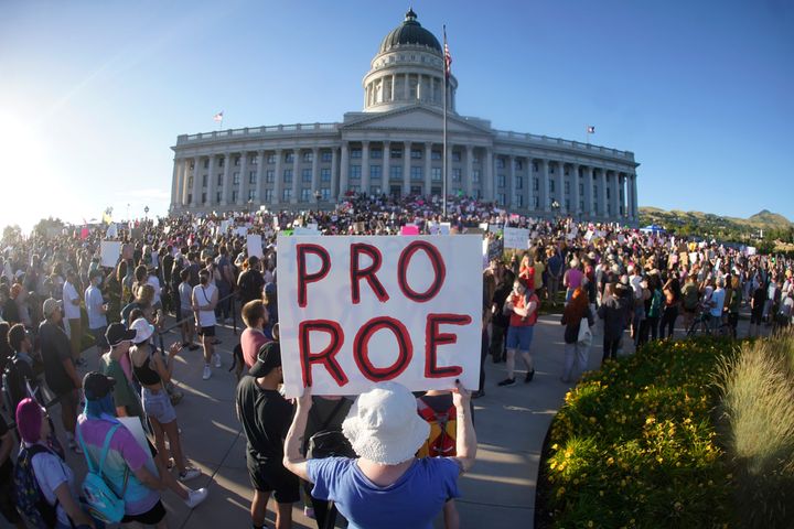 People Attend An Abortion-Rights Protest At The Utah State Capitol In Salt Lake City After The Supreme Court Overturned Roe V. Wade On Friday, June 24, 2022.