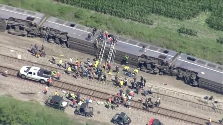 El tren descarrilado en Missouri, EEUU.