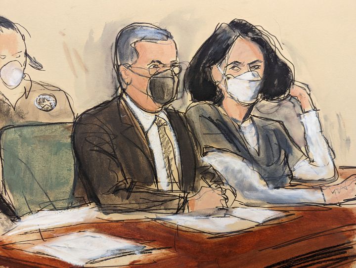 Ghislaine Maxwell, right, is seen in a courtroom sketch during her sentencing on Tuesday in New York. 
