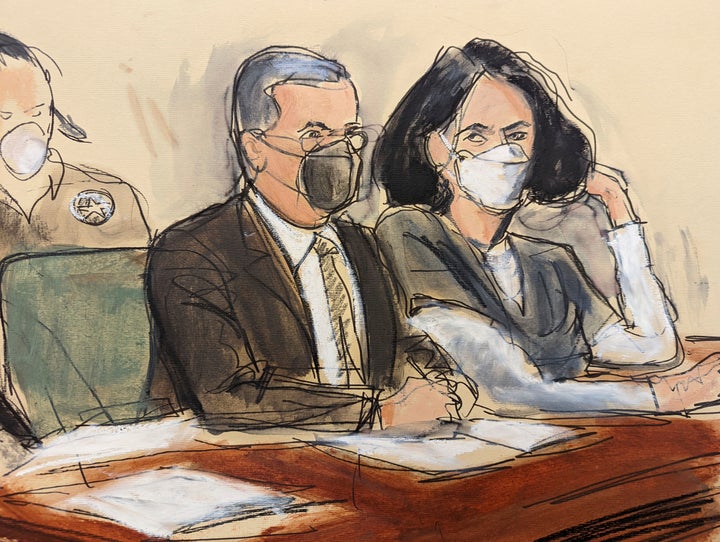 Ghislaine Maxwell, right, is seen in a courtroom sketch during her sentencing on Tuesday in New York.