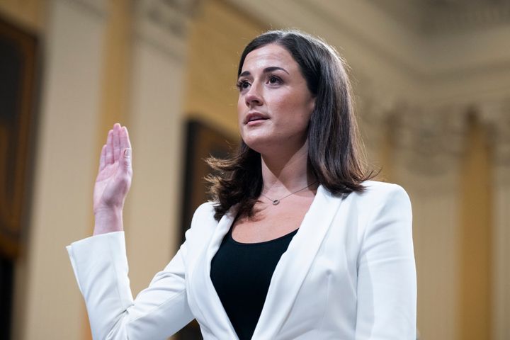 <strong>Cassidy Hutchinson, an aide to former White House chief of staff Mark Meadows, is sworn into the select committee to investigate the January 6 attack.</strong>