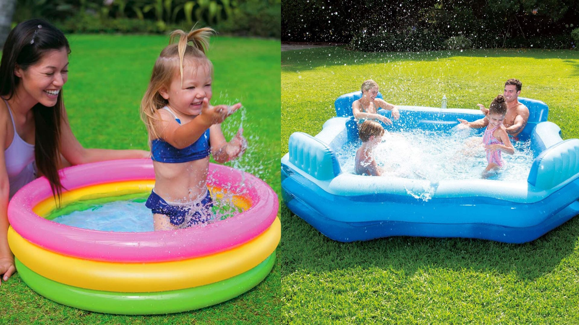 Inflatable Swimming Pool for Kids Sea Pals with Spray Outdoor Backyard Activity 