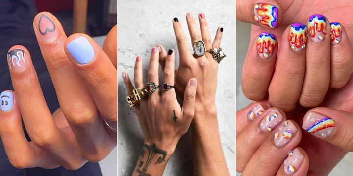 Manicures for guys designed by nail artists Robbie Tomkins, Sigourney Nuñez and Noelle Fuyu Moore.