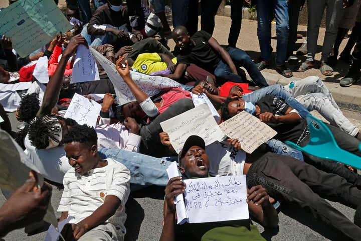 Protesta en Rabat (Marruecos) el 28 de junio para denunciar las muertes de migrantes el pasado viernes en la frontera con Melilla.