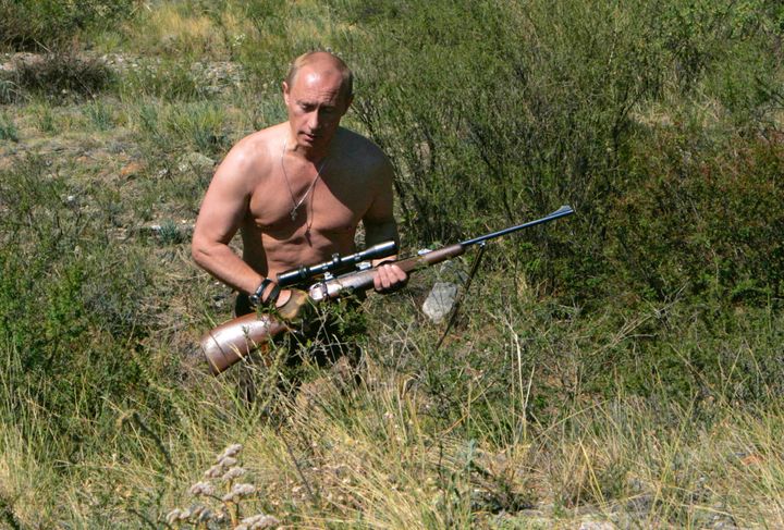 Putin out hunting, pictured in 2010