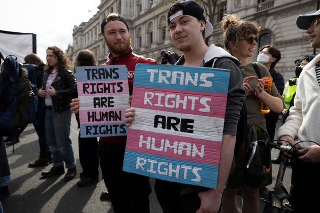 Protesters in April campaigning against the exclusion of trans people from the conversion therapy ban back in April
