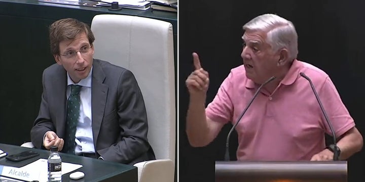 El alcalde de Madrid, José Luis Martínez-Almeida, y el concejal de Más Madrid, Féliz López-Rey.