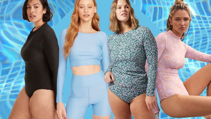 Recycled Rash Guard for Women Two Piece Swim Shirt Long Sleeve Swimsuits