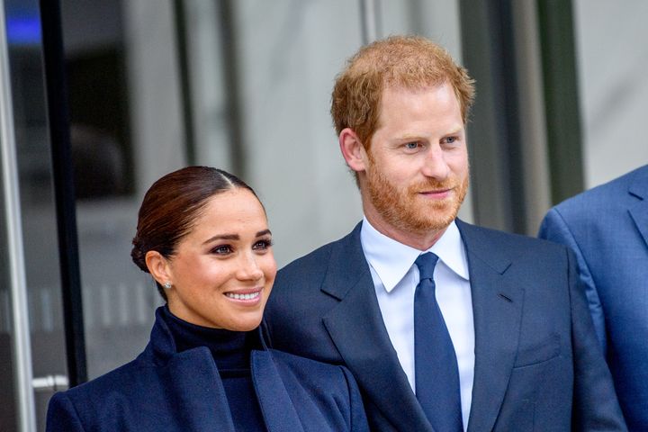 The Duke and Duchess of Sussex visit One World Observatory on Sept. 23, 2021 in New York City. 