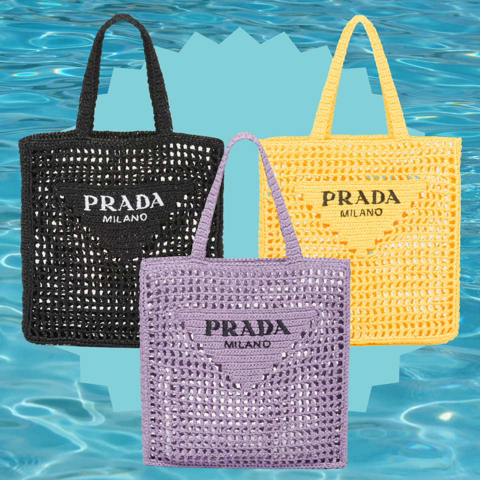 Prada raffia tote bag