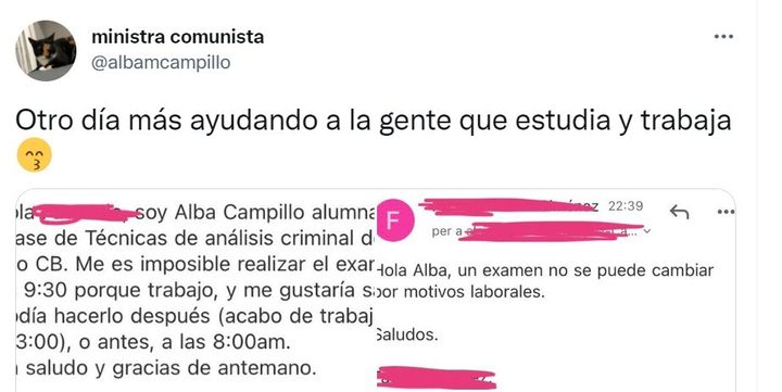 La publicación de Alba Campillo.