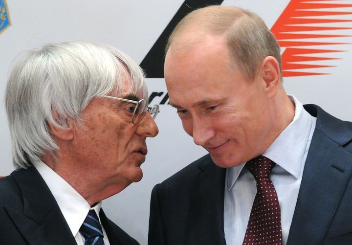Bernie Ecclestone and Vladimir Putin (R) pictured together in 2014.