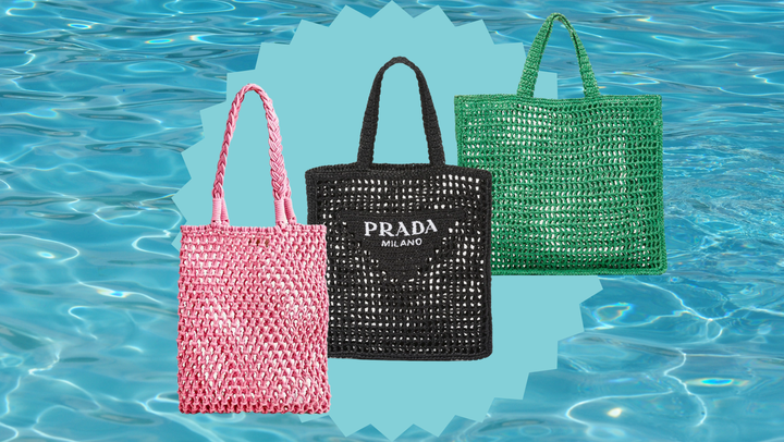 Prada raffia beach online tote