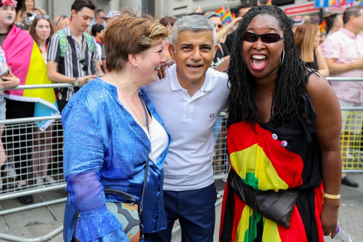 Emily Thornberry, Sadiq Khan and Dawn Butler at Pride London. 