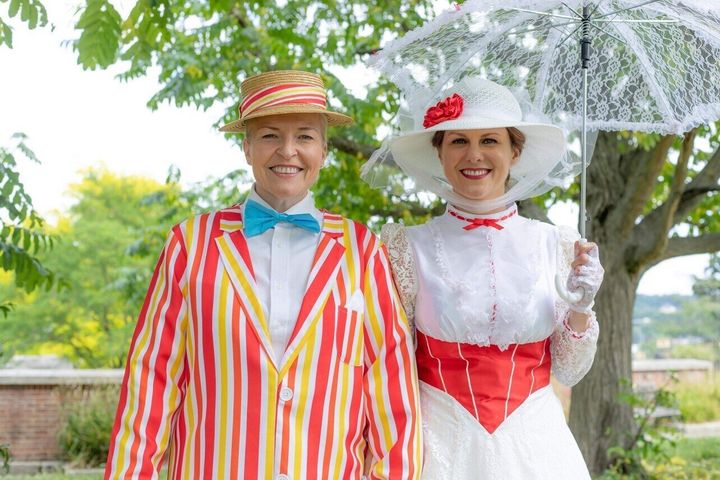 Kerrie Smith (left) and Emilie Knight who got married in a Mary Poppins themed ceremony in Norwich. 