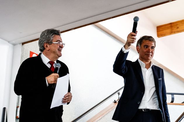 Jean-Luc Mélenchon et Olivier Faure, le 8 juin 2022 à Caen.