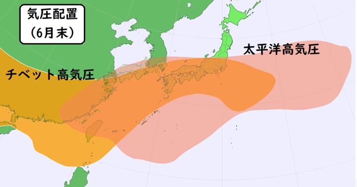 記録的な猛暑が続いた6月末の気圧配置