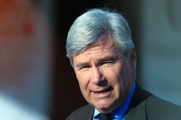 U.S. Senator Sheldon Whitehouse speaking during the State of Rhode Island Veterans Day Ceremony at the Rhode Island Veterans Home in Bristol, RI on Nov. 10, 2021.