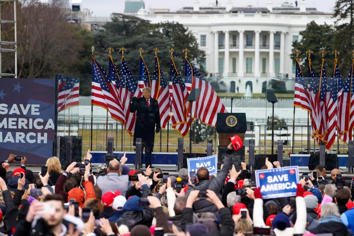 President Donald Trump arrives at the "Stop The Steal" Rally on January 06, 2021 in Washington, DC.