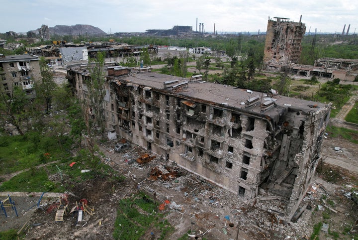 Vista aérea de la planta de Azovstal, en Mariupol.