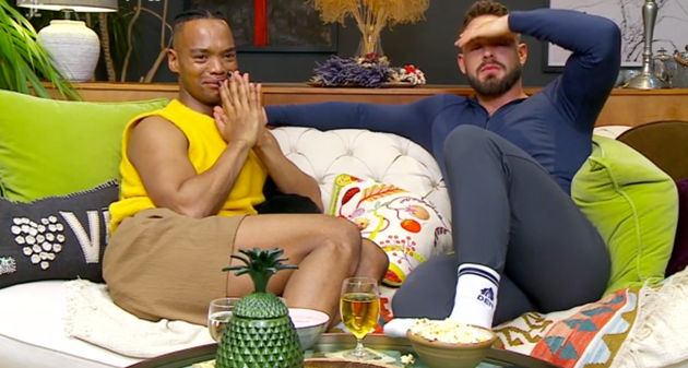 Johannes Radebe and John Whaite on Celebrity Gogglebox