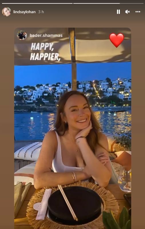 Lindsay Lohan dans une story sur son compte Instagram.