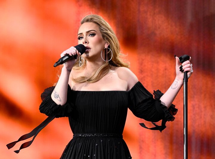 Adele performs on stage at BST Hyde Park on 2 July 2022 in London