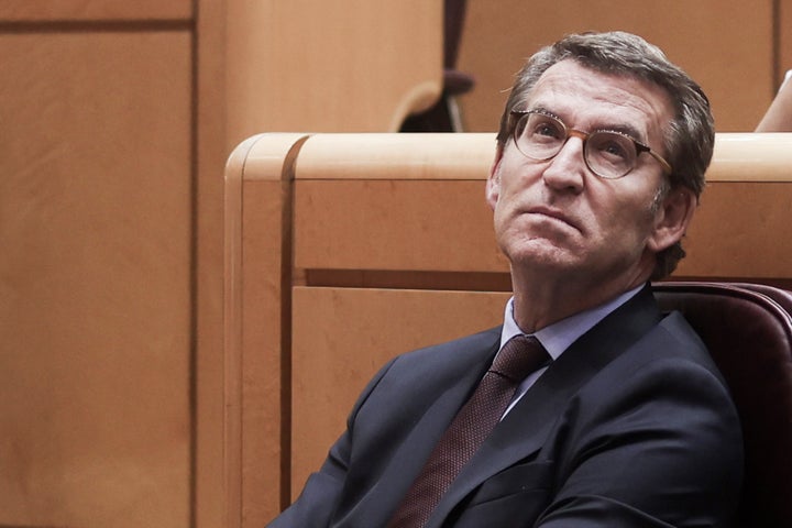 Alberto Núñez Feijóo, presidente del PP, durante una sesión en el Senado.