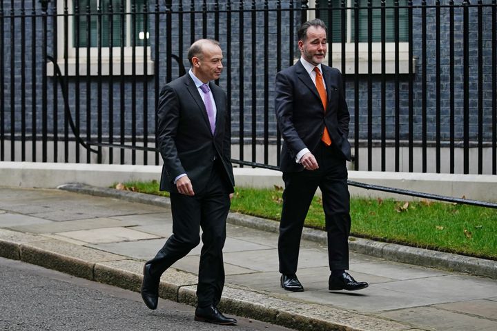 Government chief whip Chris Heaton-Harris and his former deputy, Chris Pincher, in Downing Street.