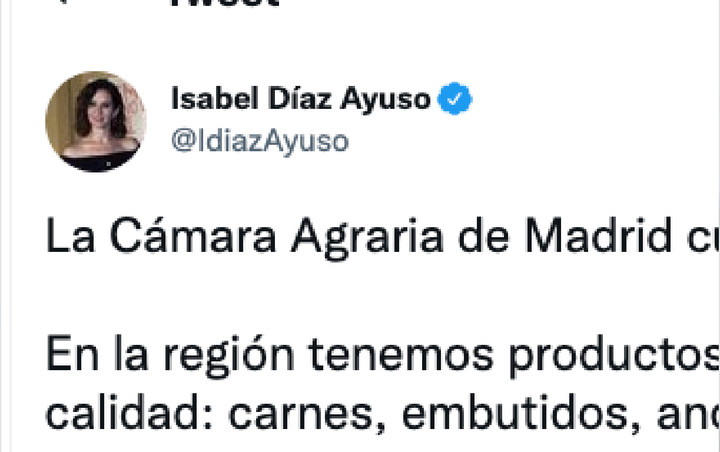 El tuit de la polémica de Isabel Díaz Ayuso.