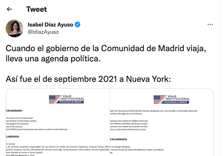 Tuit de Isabel Díaz Ayuso.