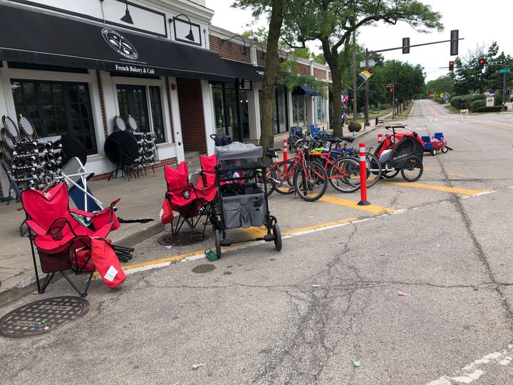 Terrified parade-goers fled Highland Park's Fourth of July parade after shots were fired, leaving behind their belongings as they sought safety, Monday, July 4, 2022, in Highland Park, Ill. 
