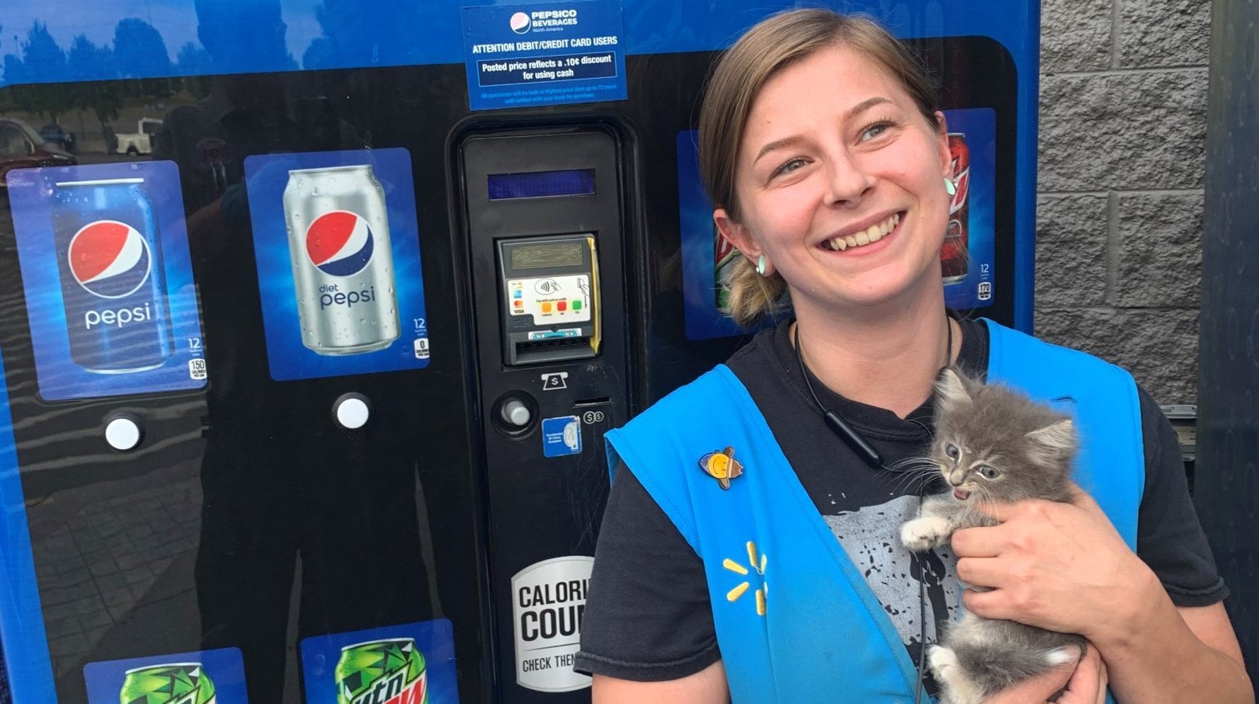 Walmart Employee Takes Home Kitten She Found Inside Vending Machine Walmart Employee Takes Home Kitten She Found Inside Vending Machine
