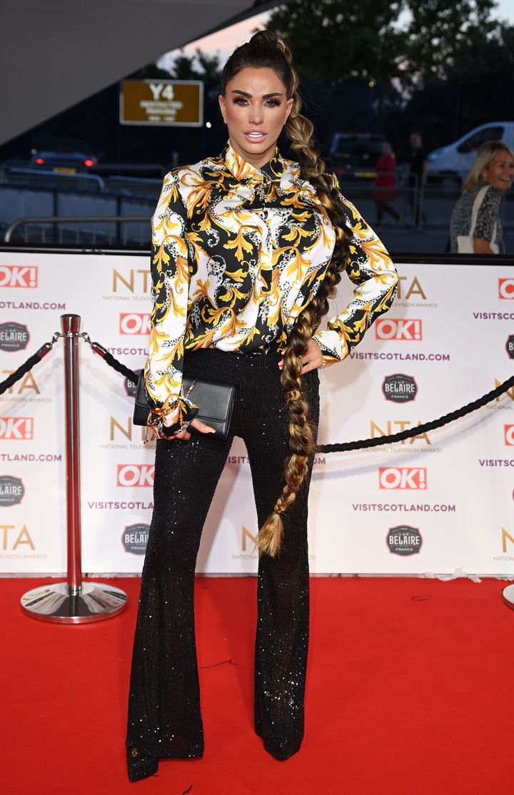 Katie pictured on the red carpet of last year's National Television Awards