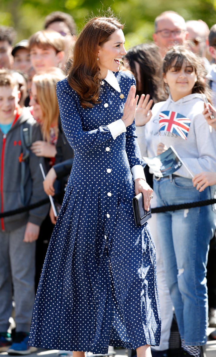 The Duchess of Cambridge visits the D-Day: Interception, Intelligence, Invasion exhibition at Bletchley Park on May 14, 2019, in Bletchley, England. The D-Day exhibition marks the 75th anniversary of the D-Day landings.