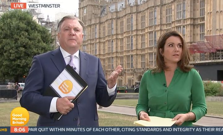 Ed Balls and Susanna Reid react to Steve Bray's musical protest