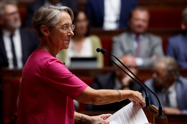 French Prime Minister Elisabeth Borne delivers her general policy speech at the National Assembly in Paris, France, July 6, 2022. REUTERS/Benoit Tessier