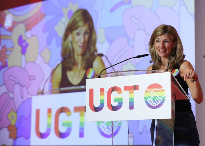 Yolanda Díaz, en el acto de UGT.