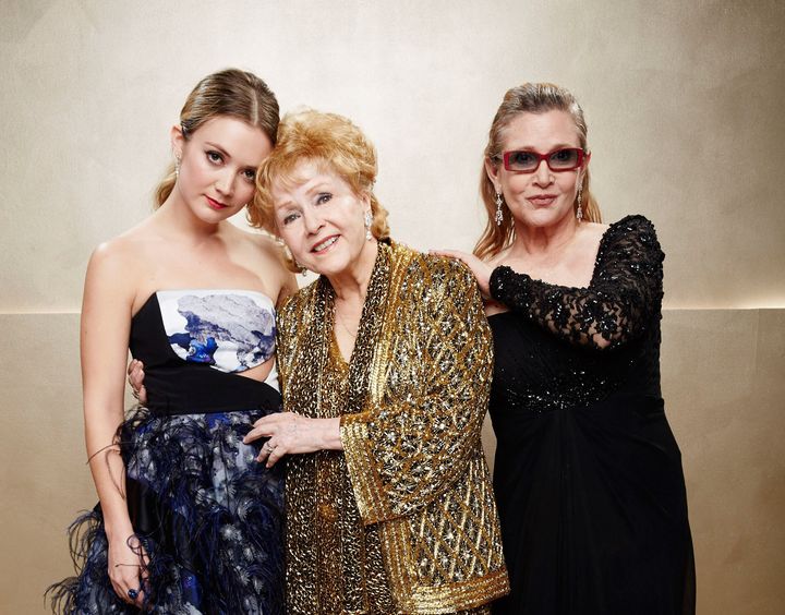 Reynolds with her daughter Carrie Fisher and granddaughter Billie Lourd in 2015.