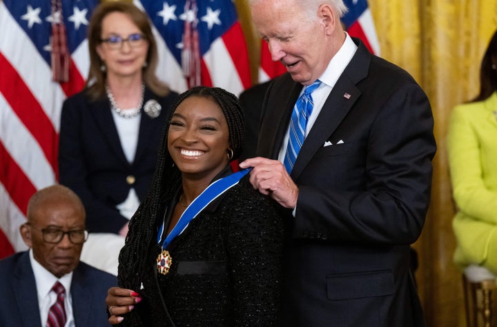 Gymnast Simone Biles was one of 17 recipients of the Presidential Medal of Freedom this year.